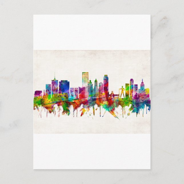 Postal De Invitación Skyline de Tulsa Oklahoma (Anverso)