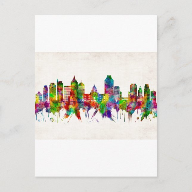 Postal De Invitación Skyline Sacramento California (Anverso)