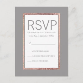 Postal De Invitación Slate Gray RSVP simple de marco dorado Rosa