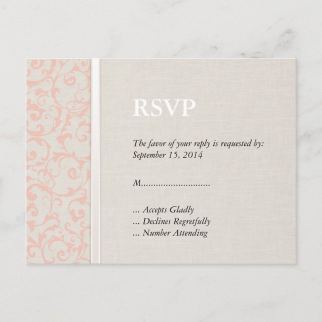 Postal De Invitación SmartElegance Coral RSVP (Anverso)
