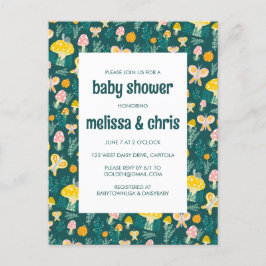 Postal De Invitación Snack Mushroom Mariposa Cute PERSONALIZADO BABY SH