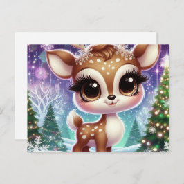 Postal De Invitación Snowflake Sparkle Baby Reindeer