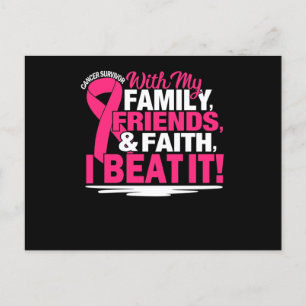 Postal De Invitación Sobreviviente de cáncer Faith Amigos Familia Rosa