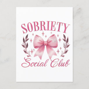 Postal De Invitación Sobrio y limpio vivir en recuperación Bow Coquette