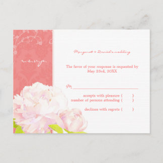 Postal De Invitación Soft Pink Peony Wedding RSVP