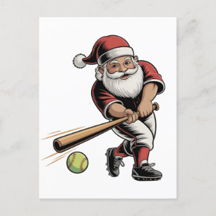 Postal De Invitación Softbol de Navidad jugando al Papá Noel Deporte