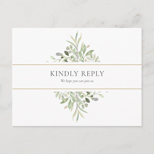 Postal De Invitación Solicitud de canción de boda de elegante vegetació (Anverso)