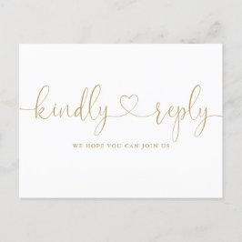 Postal De Invitación Solicitud de canción de Gold Heart Script RSVP