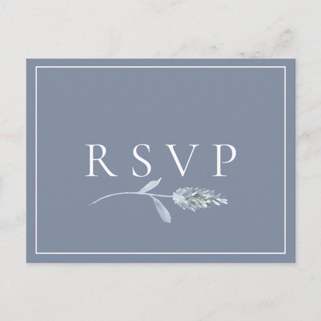 Postal De Invitación Solicitud de canción de RSVP de boda botánica azul (Anverso)