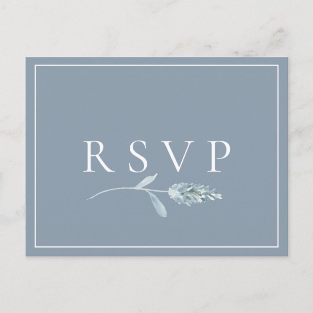 Postal De Invitación Solicitud de canción de RSVP de boda botánica azul (Anverso)