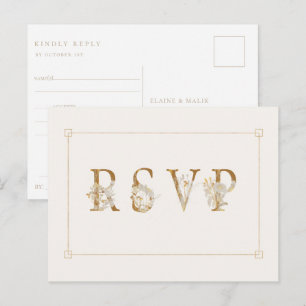 Postal De Invitación Solicitud de canción de RSVP de boda floral dorada