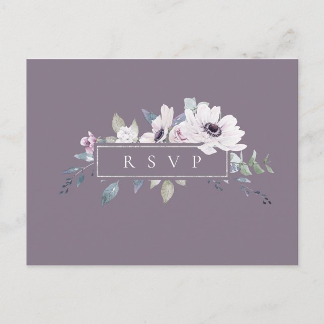 Postal De Invitación Solicitud de canción de RSVP de boda floral violet (Anverso)