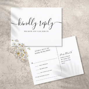 Postal De Invitación Solicitud de canción elegante RSVP negro y blanco