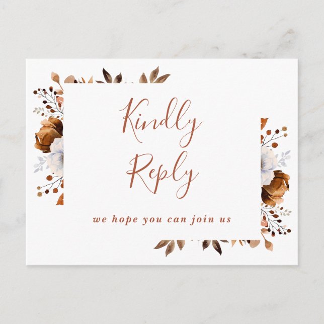 Postal De Invitación Solicitud de canción floral de Terracotta Fall Pos (Anverso)