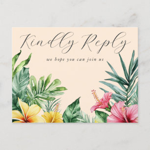 Postal De Invitación Solicitud de canción floral tropical de Peach Post