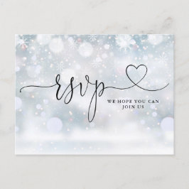 Postal De Invitación Solicitud de canción Heart Script Winter Snowflake