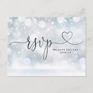 Postal De Invitación Solicitud de canción Heart Script Winter Snowflake