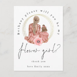 Postal De Invitación Solicitud de ilustración de niñas para ser mi dama