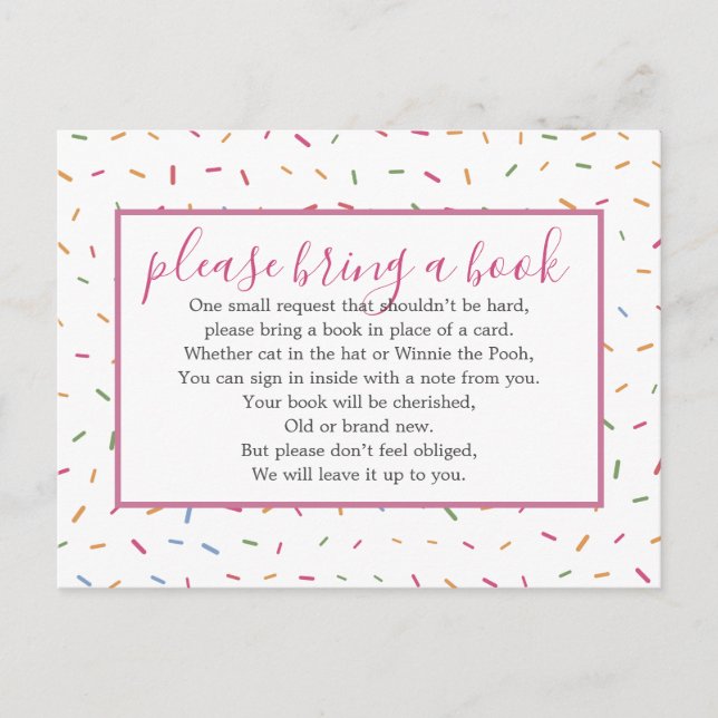 Postal De Invitación Solicitud de inserción de libro de Baby Shower de  (Anverso)