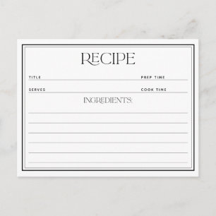 Postal De Invitación Solicitud de Receta Nupcial Moderna en Blanco y Ne