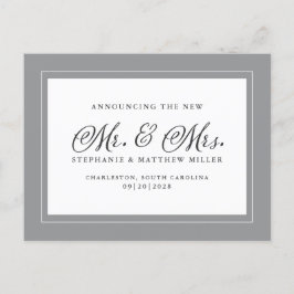 Postal De Invitación Solo Elopement casado Moda gris final elegante