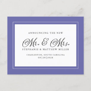 Postal De Invitación Solo Elopement White Elegkle Periwinkle