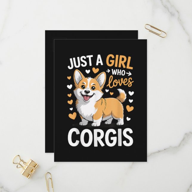 Postal De Invitación Solo una chica que ama Corgis (Anverso/Reverso In Situ)