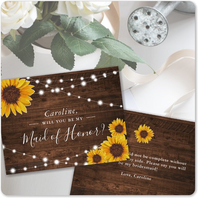 Postal De Invitación Sombras rusticas serán mi empleada de honor (Subido por el creador)