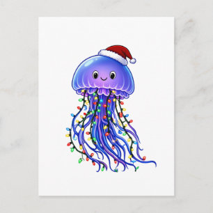 Postal De Invitación Sombrero de Santa de medusa Luces de Navidad Alegr