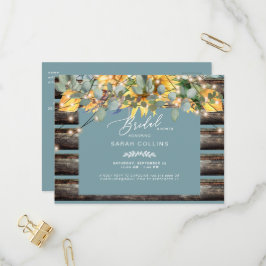 Postal De Invitación Sombrillas Rústicas cercan ducha de novia Verde az