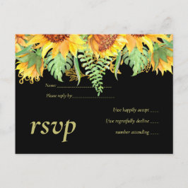 Postal De Invitación Sorprendente negro con presupuesto Boda de girasol