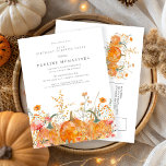 Postal De Invitación SORPRESA FIESTA 40.ª flor silvestre de calabaza de<br><div class="desc">Las calabazas de otoño están enclavadas en delicadas flores silvestres amarillas y naranjas para crear una estética elegante. Todo el texto es editable para que puedas diseñar fácilmente tu propio estado de ánimo especial.</div>