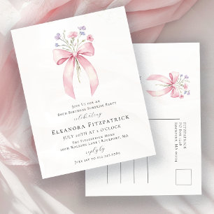 Postal De Invitación SORPRESA FIESTA 80th Birthday Bow Wildflower