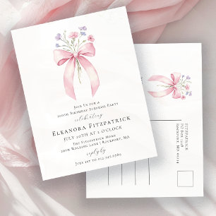 Postal De Invitación SORPRESA FIESTA 90 cumpleaños Bow Wildflower