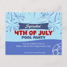 Postal De Invitación Splashin '4 de julio, Fiesta de la piscina
