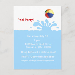 Postal De Invitación Splish Splash