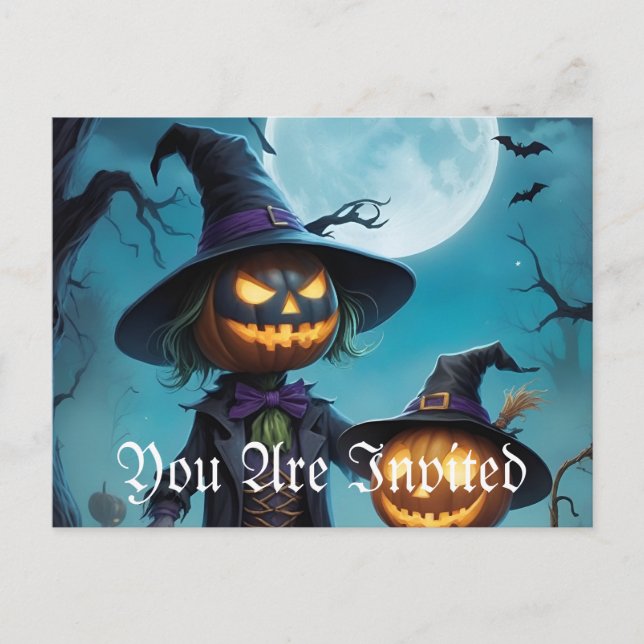 Postal De Invitación Spookone Halloween Pumpkin Duo (Anverso)