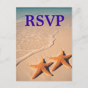 Postal De Invitación Starfish and Beach Theme Wedding RSVP Postcard