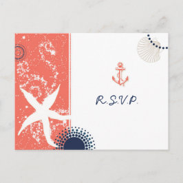 Postal De Invitación Starfish Beach Sand Nautical Wedding RSVP