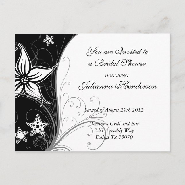 Postal De Invitación Stargazer Lilly y Starfish Bridal Shower (Anverso)