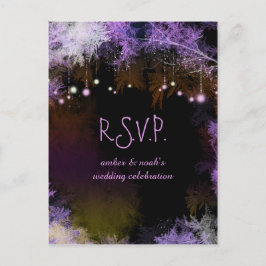 Postal De Invitación Starry Evening Forest Purple Wedding RSVP