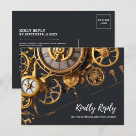 Postal De Invitación Steampunk Extravaganza Vintage reloj RSVP
