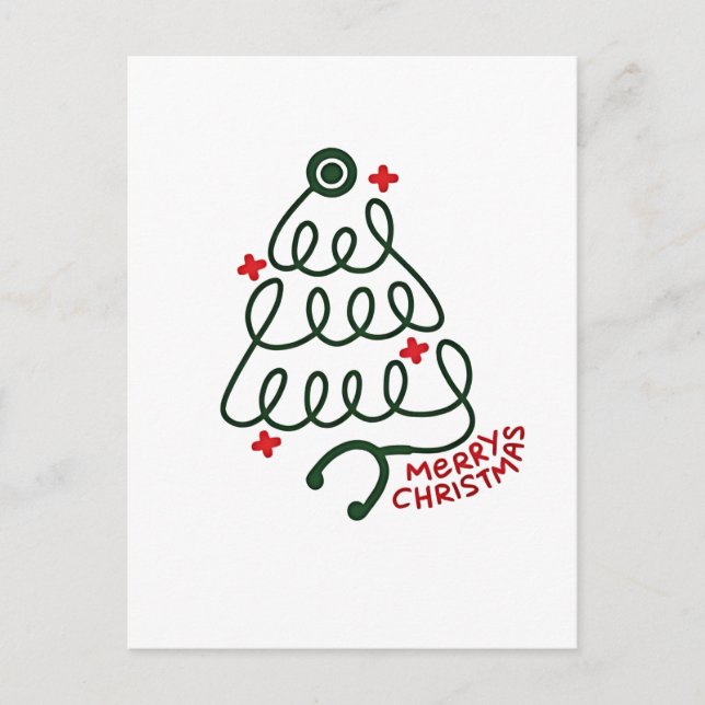 Postal De Invitación Stethoscope Árbol de Navidad enciende grietas de E (Anverso)