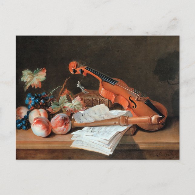 Postal De Invitación "Still Life with a Violin", una pintura artística  (Anverso)