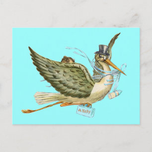 POSTAL DE INVITACIÓN STORK BABY SHOWER