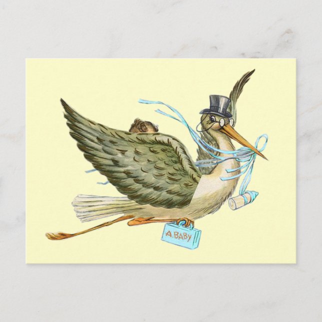 POSTAL DE INVITACIÓN STORK BABY SHOWER (Anverso)
