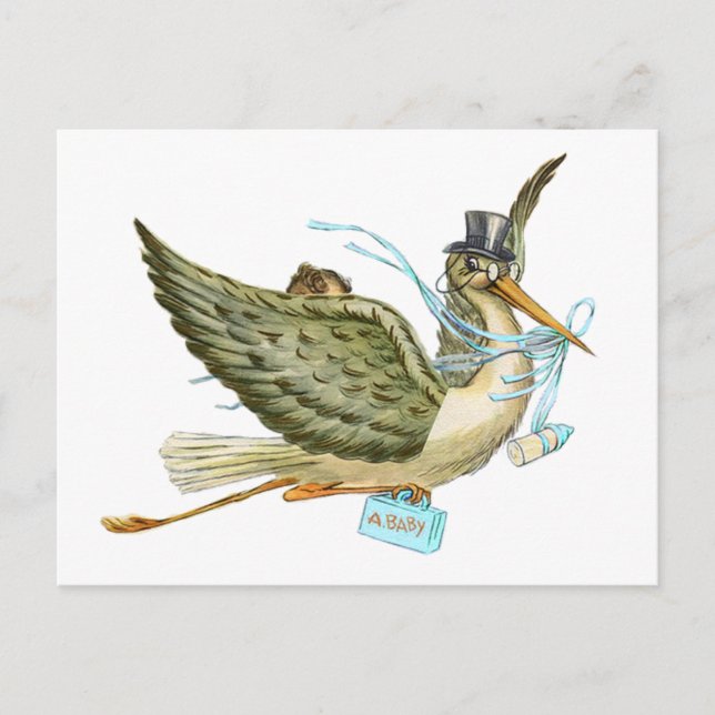 POSTAL DE INVITACIÓN STORK BABY SHOWER (Anverso)