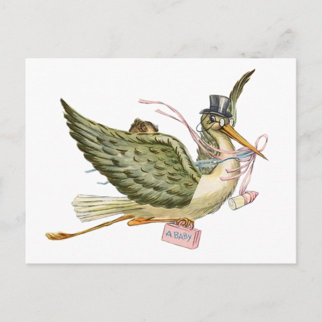 POSTAL DE INVITACIÓN STORK BABY SHOWER (Anverso)