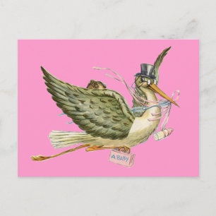 POSTAL DE INVITACIÓN STORK BABY SHOWER
