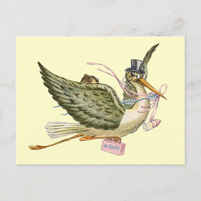 POSTAL DE INVITACIÓN STORK BABY SHOWER (Anverso)